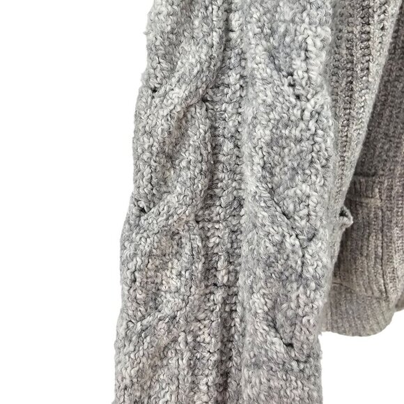 Abercrombie & Fitch Cardigan Sweater Gray Cable Knit Long Sleeve Pockets Twee - Picture 4 of 6